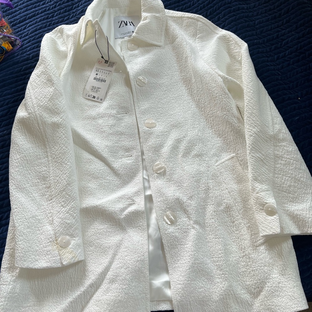 Zara White Trench Coat Classic Design